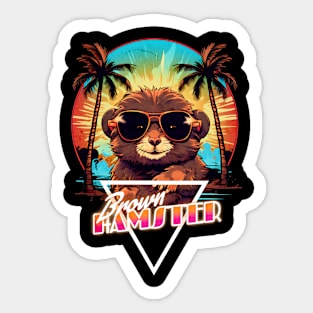 Retro Wave Brown Hamster Vibes Sticker